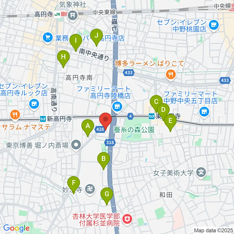 セシオン杉並周辺のホテル一覧地図