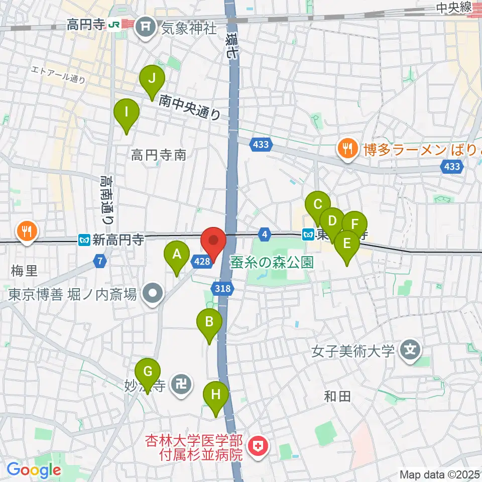 セシオン杉並周辺のホテル一覧地図