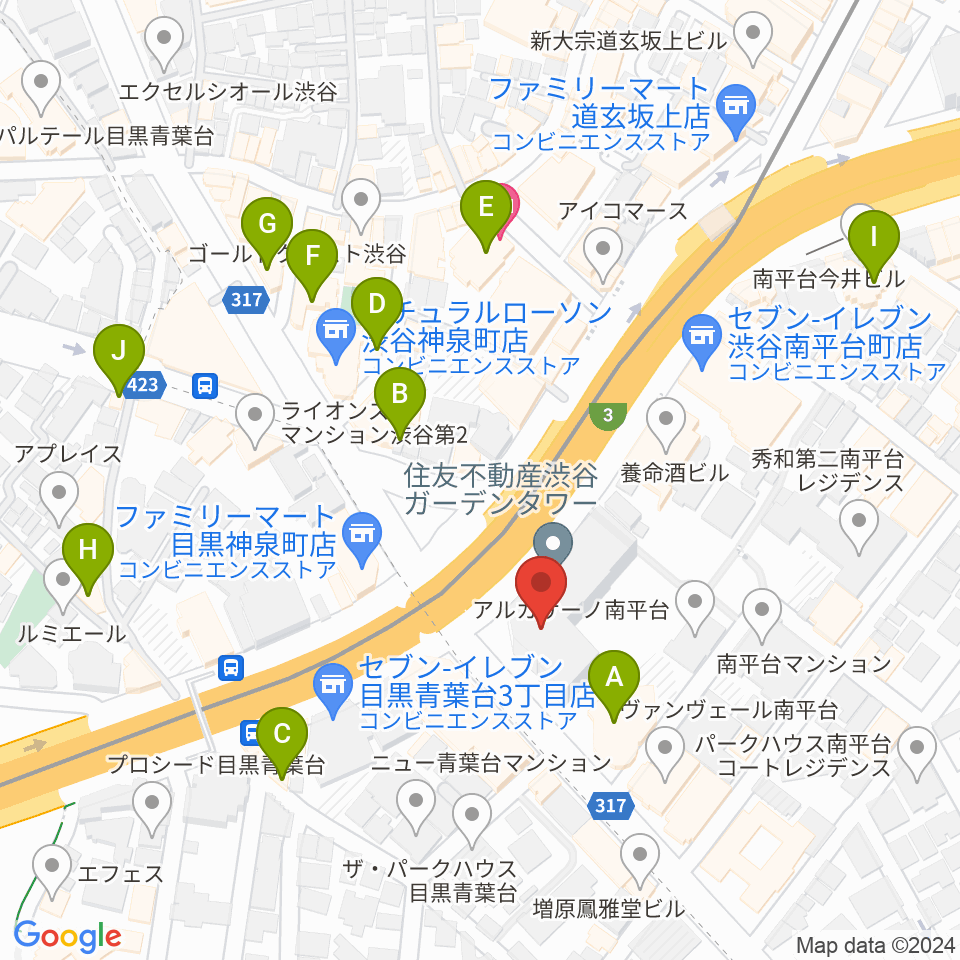 ベルサール渋谷ガーデン周辺のホテル一覧地図