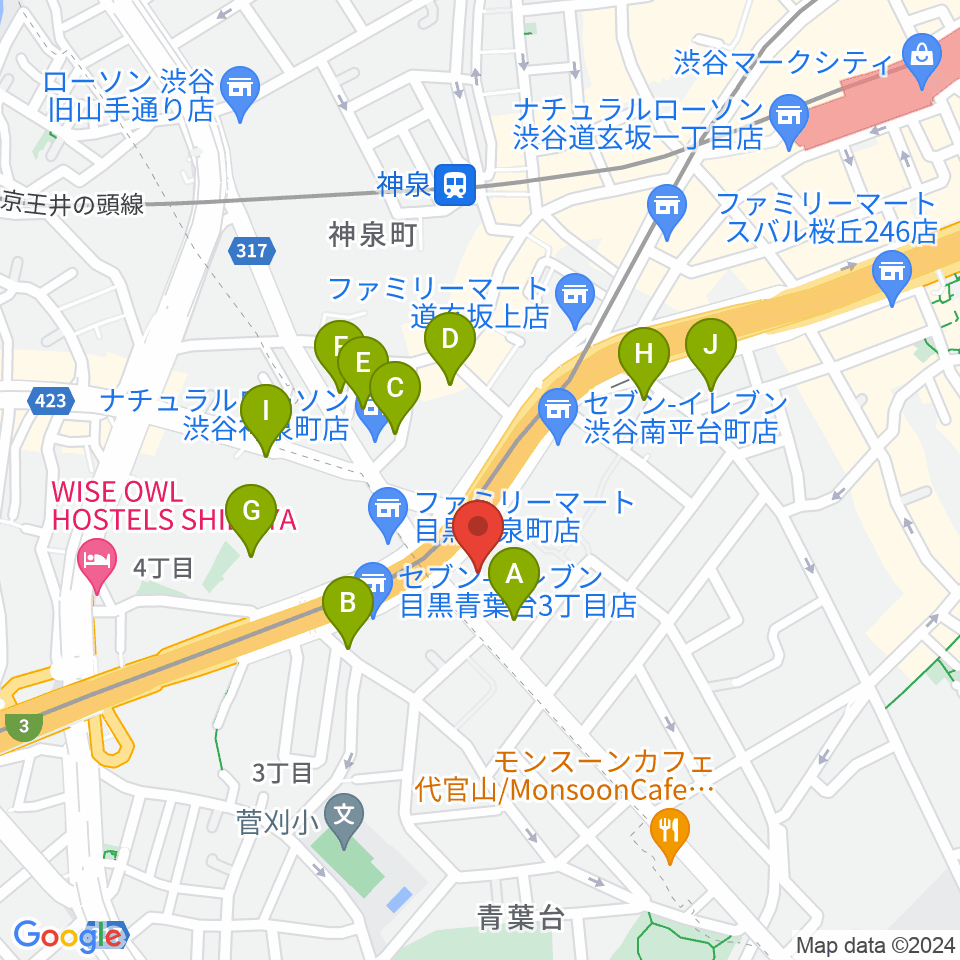 ベルサール渋谷ガーデン周辺のホテル一覧地図