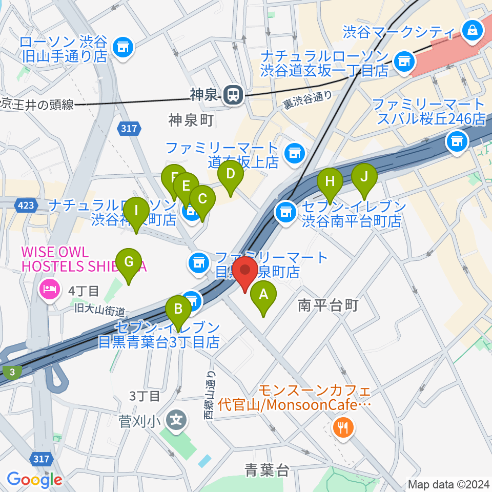 ベルサール渋谷ガーデン周辺のホテル一覧地図