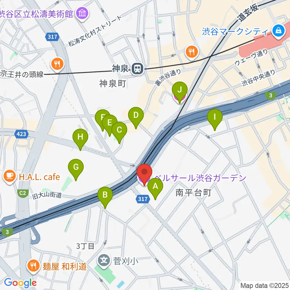 ベルサール渋谷ガーデン周辺のホテル一覧地図