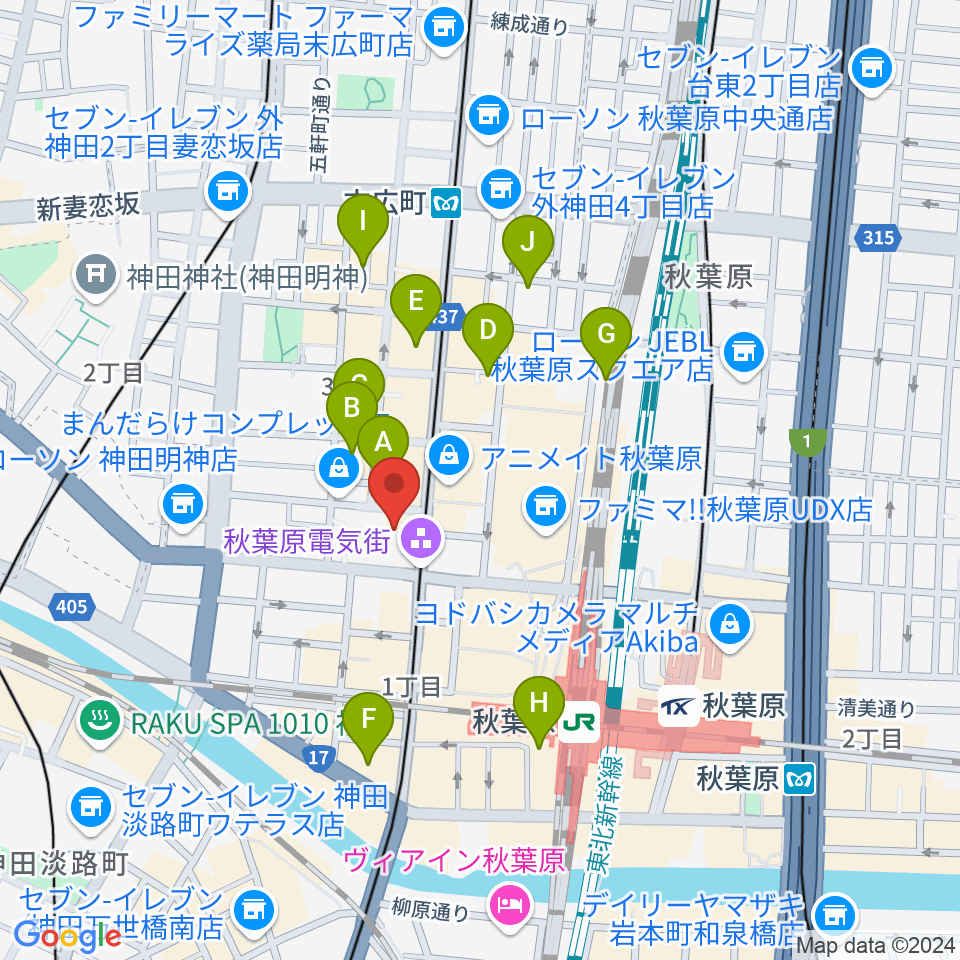 ベルサール秋葉原周辺のホテル一覧地図