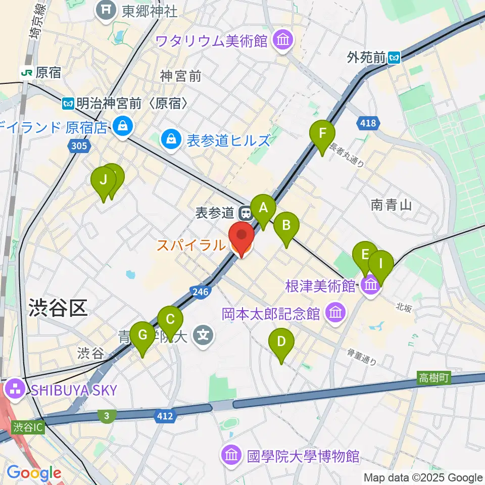 表参道スパイラルホール周辺のホテル一覧地図