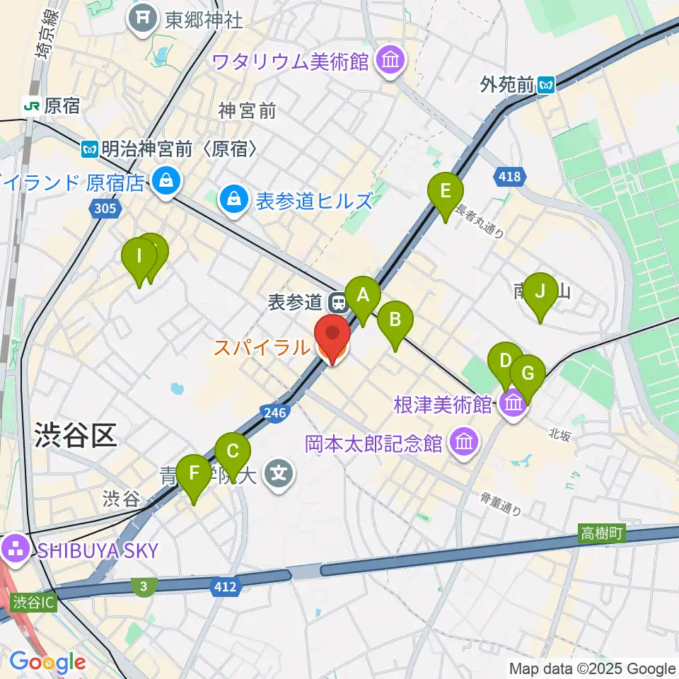 表参道スパイラルホール周辺のホテル一覧地図