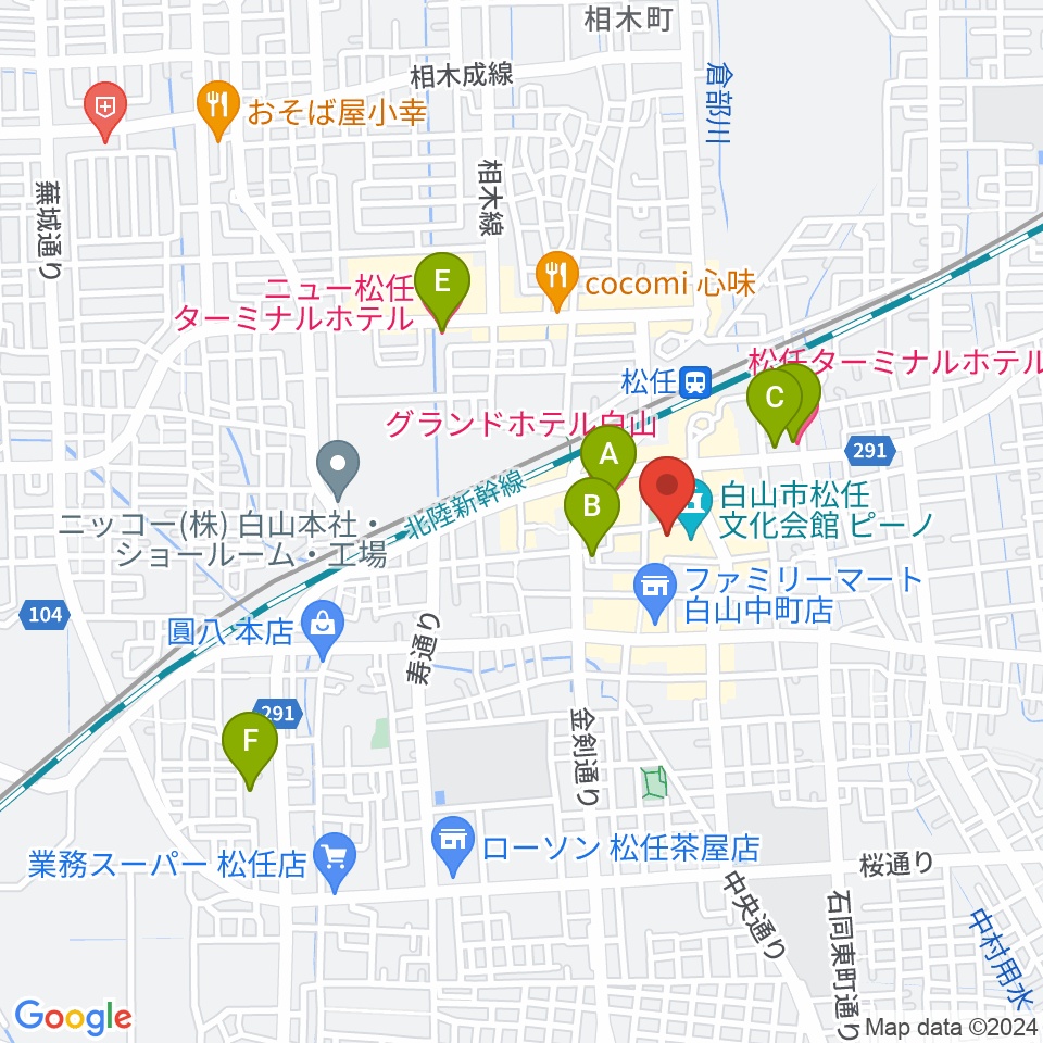 白山市松任文化会館ピーノ周辺のホテル一覧地図