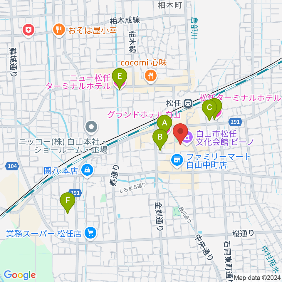 白山市松任文化会館ピーノ周辺のホテル一覧地図