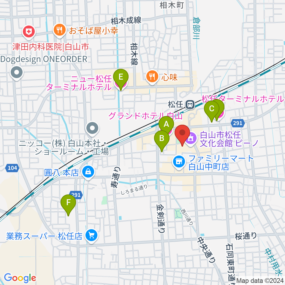 白山市松任文化会館ピーノ周辺のホテル一覧地図