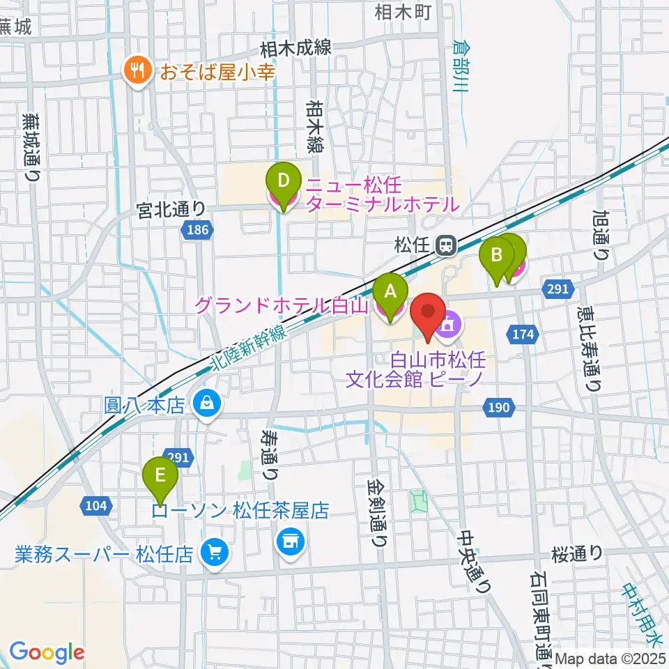 白山市松任文化会館ピーノ周辺のホテル一覧地図