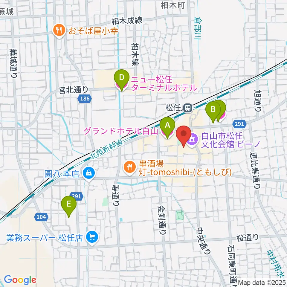 白山市松任文化会館ピーノ周辺のホテル一覧地図