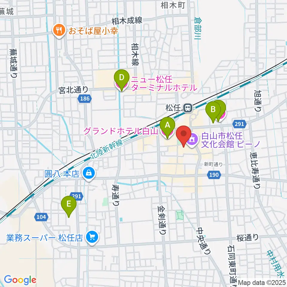 白山市松任文化会館ピーノ周辺のホテル一覧地図