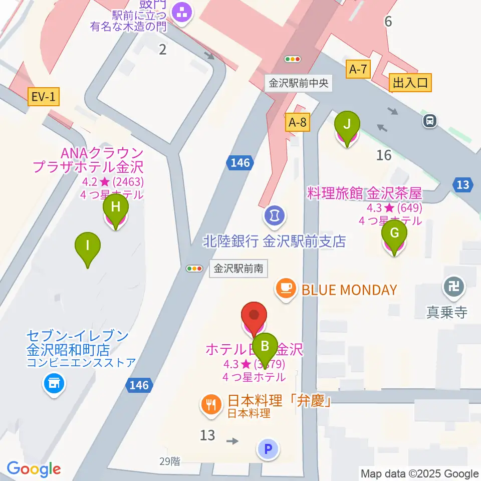 金沢市アートホール周辺のホテル一覧地図