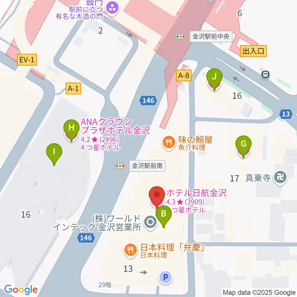 金沢市アートホール周辺のホテル一覧地図