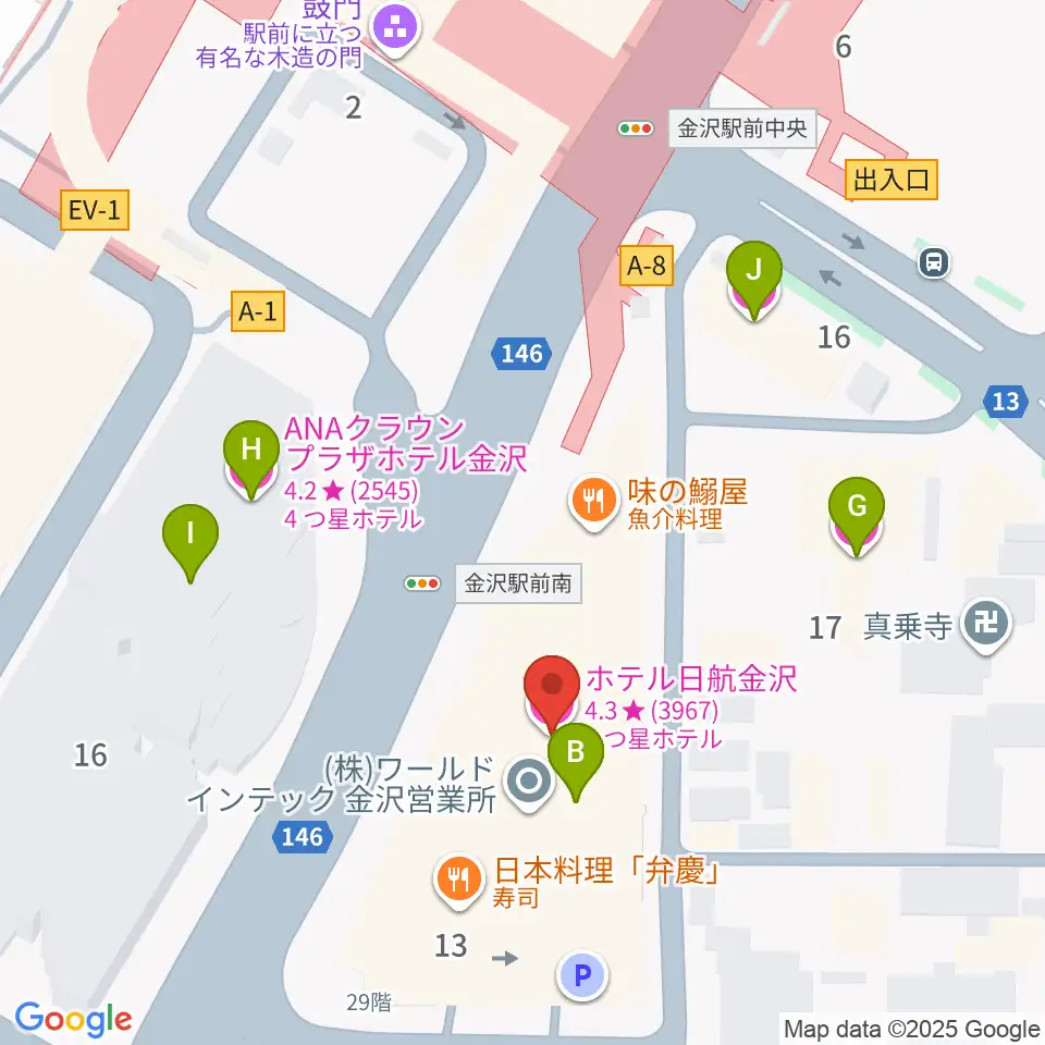 金沢市アートホール周辺のホテル一覧地図