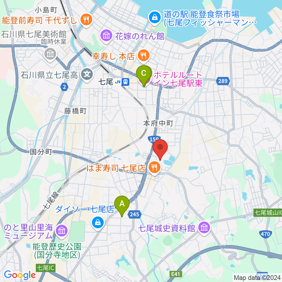 七尾市文化ホール周辺のホテル一覧地図