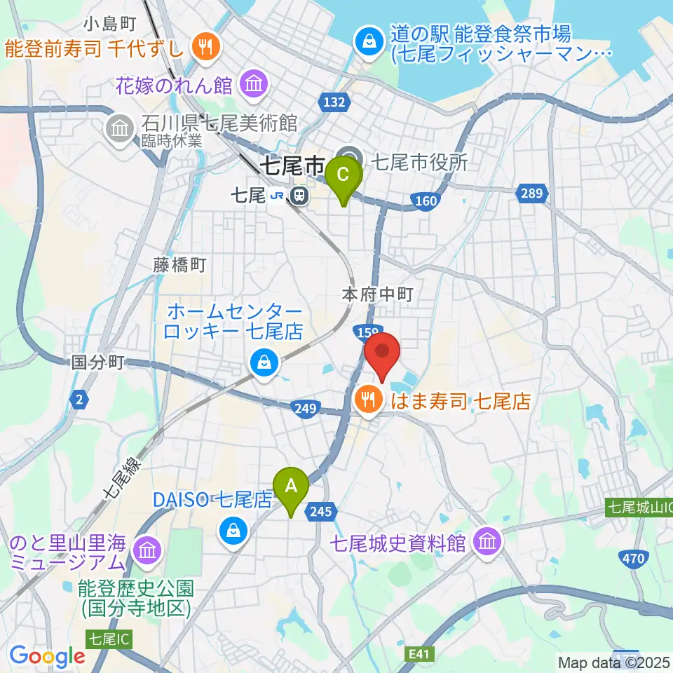 七尾市文化ホール周辺のホテル一覧地図