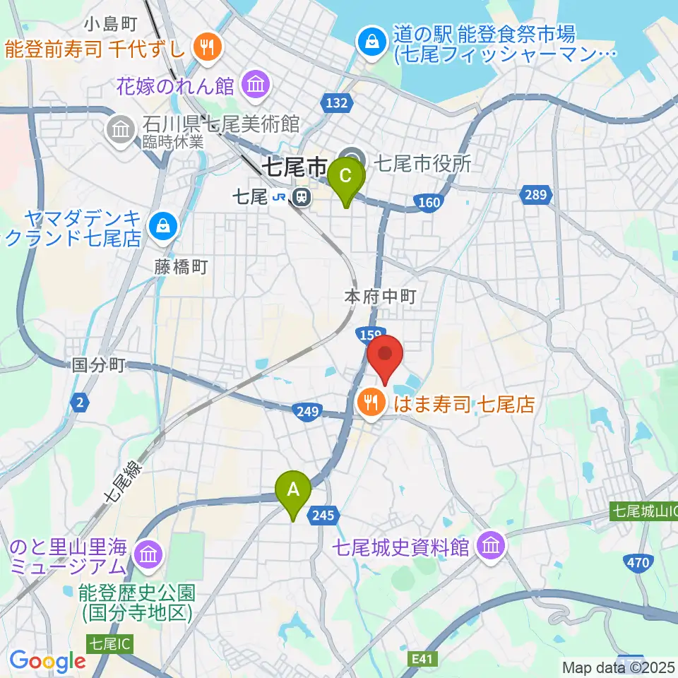 七尾市文化ホール周辺のホテル一覧地図