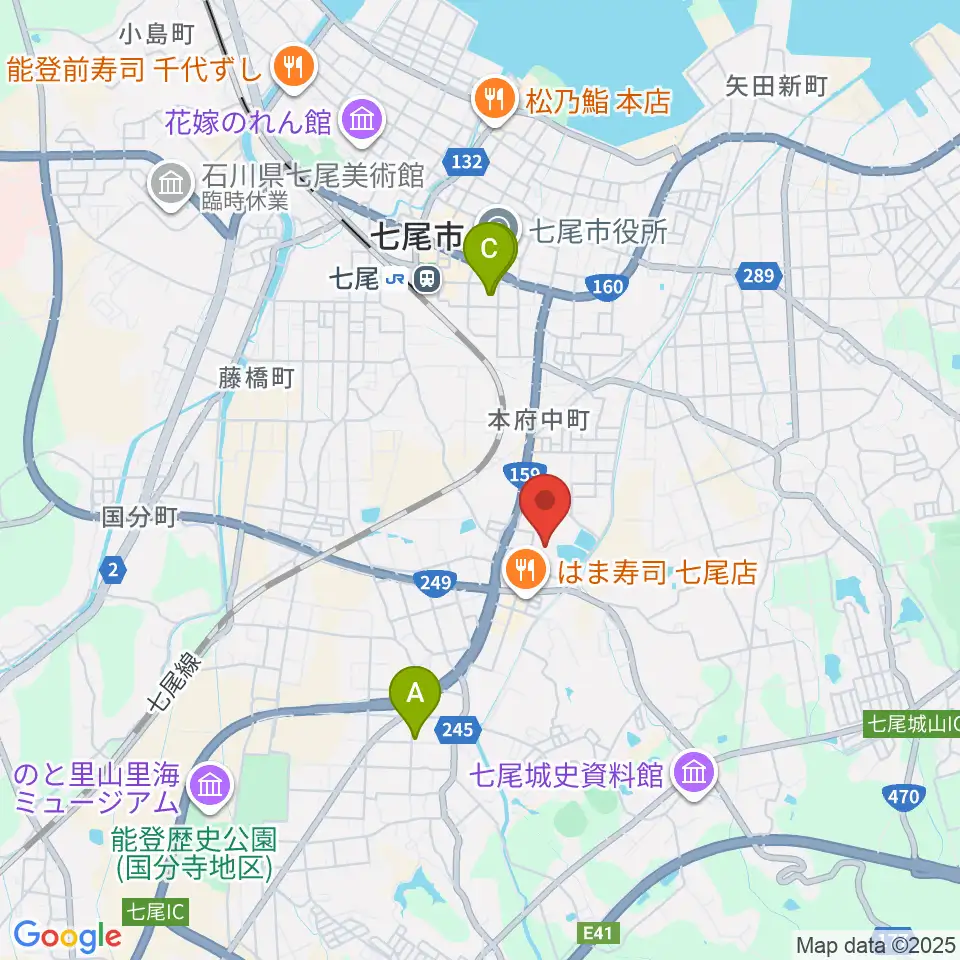 七尾市文化ホール周辺のホテル一覧地図