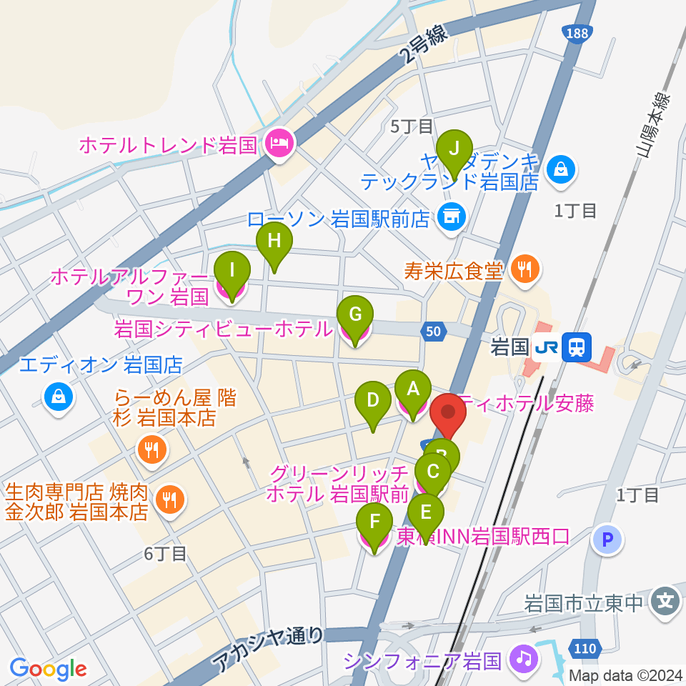 岩国ロックカントリー周辺のホテル一覧地図