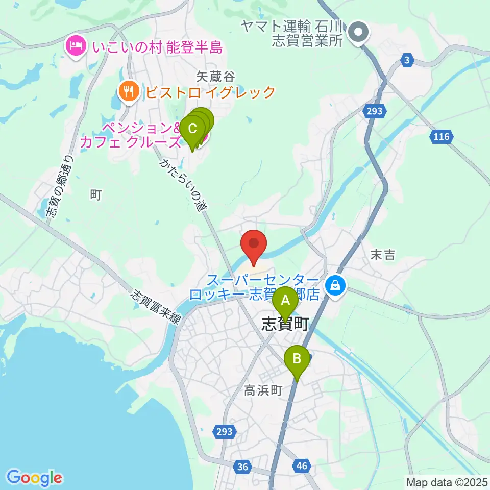 志賀町文化ホール・生涯学習センター周辺のホテル一覧地図