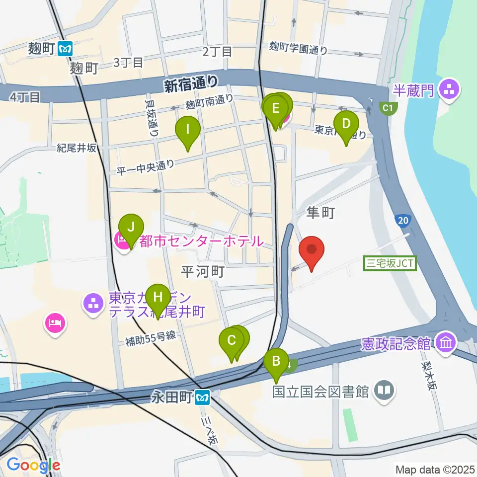 国立演芸場周辺のホテル一覧地図
