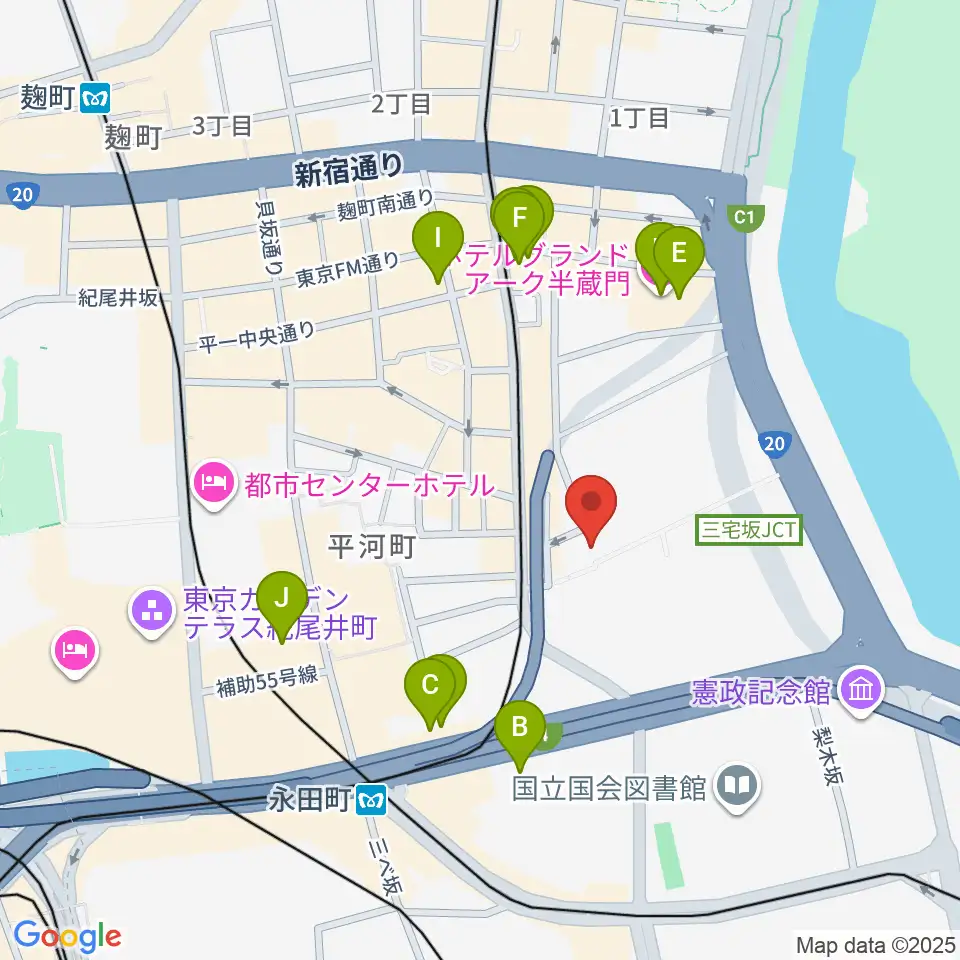 国立演芸場周辺のホテル一覧地図