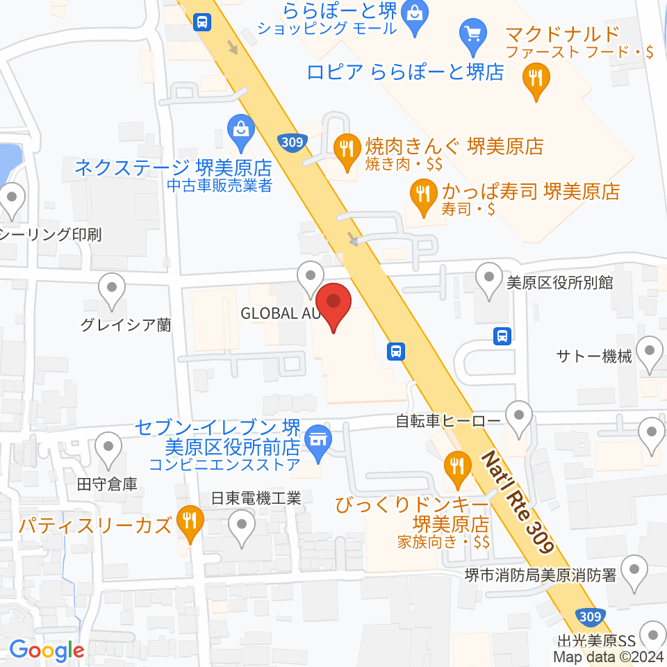 堺市立美原文化会館アルテベル周辺のホテル一覧地図