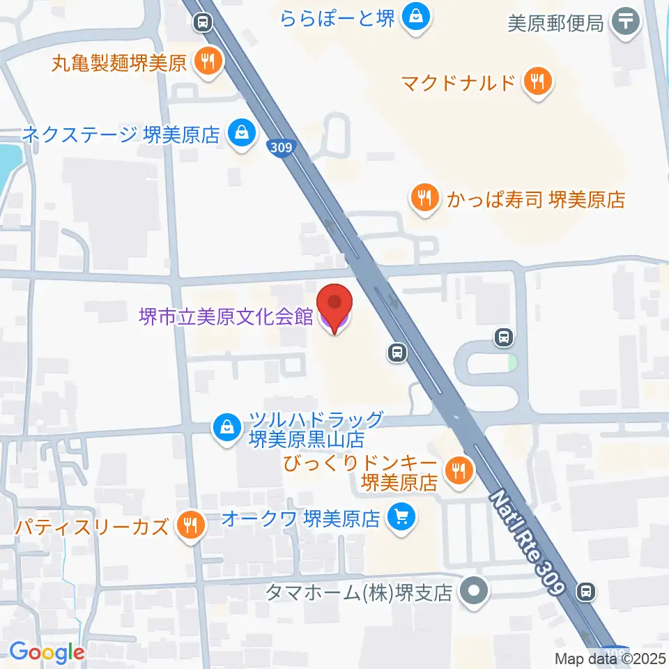 堺市立美原文化会館アルテベル周辺のホテル一覧地図