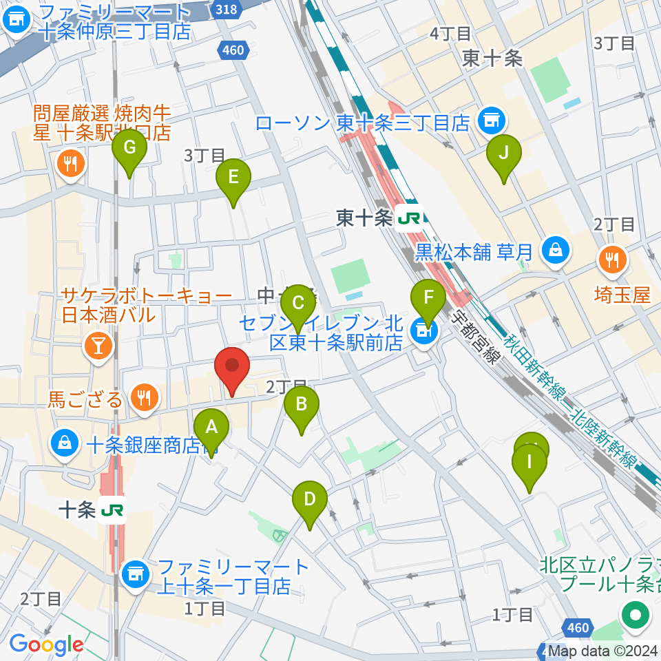 篠原演芸場周辺のホテル一覧地図