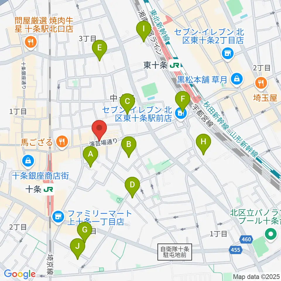 篠原演芸場周辺のホテル一覧地図