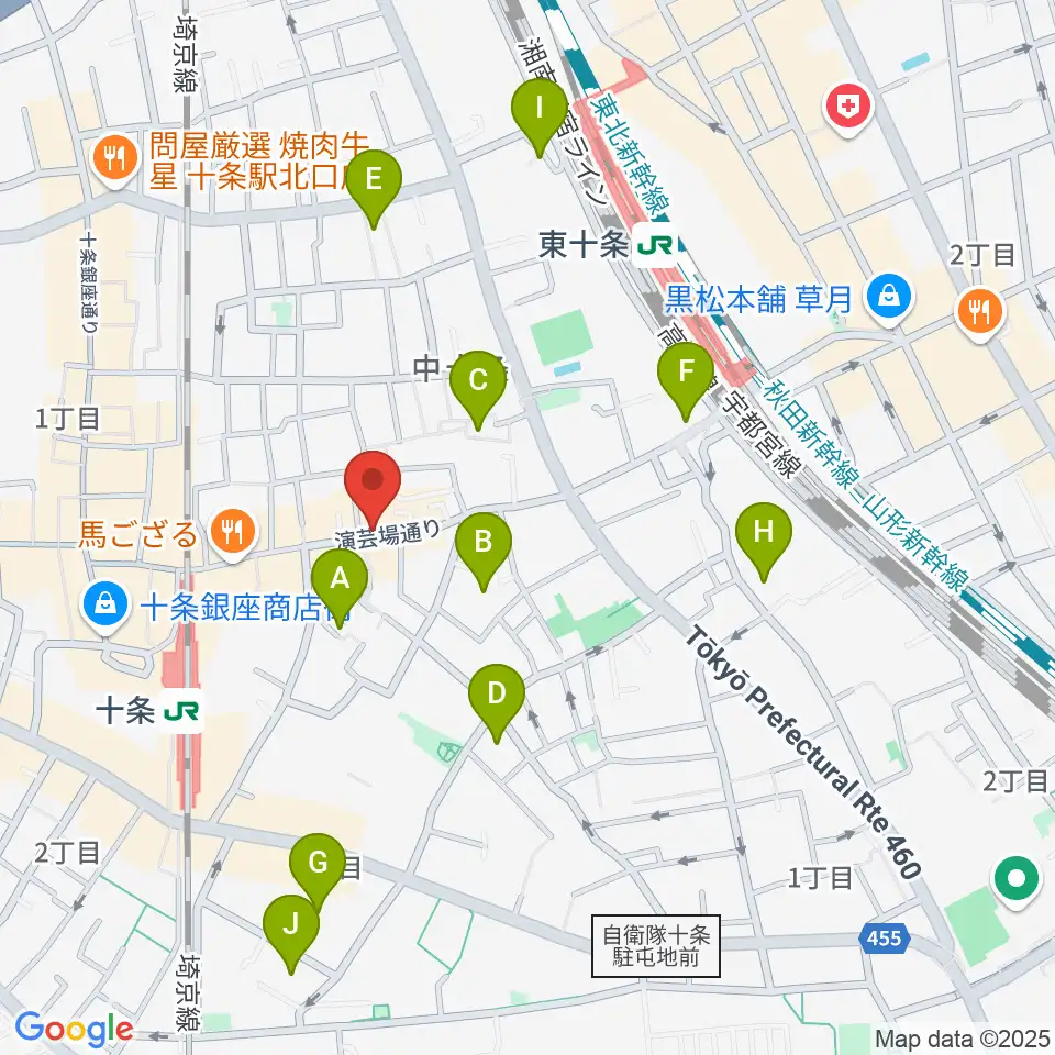 篠原演芸場周辺のホテル一覧地図