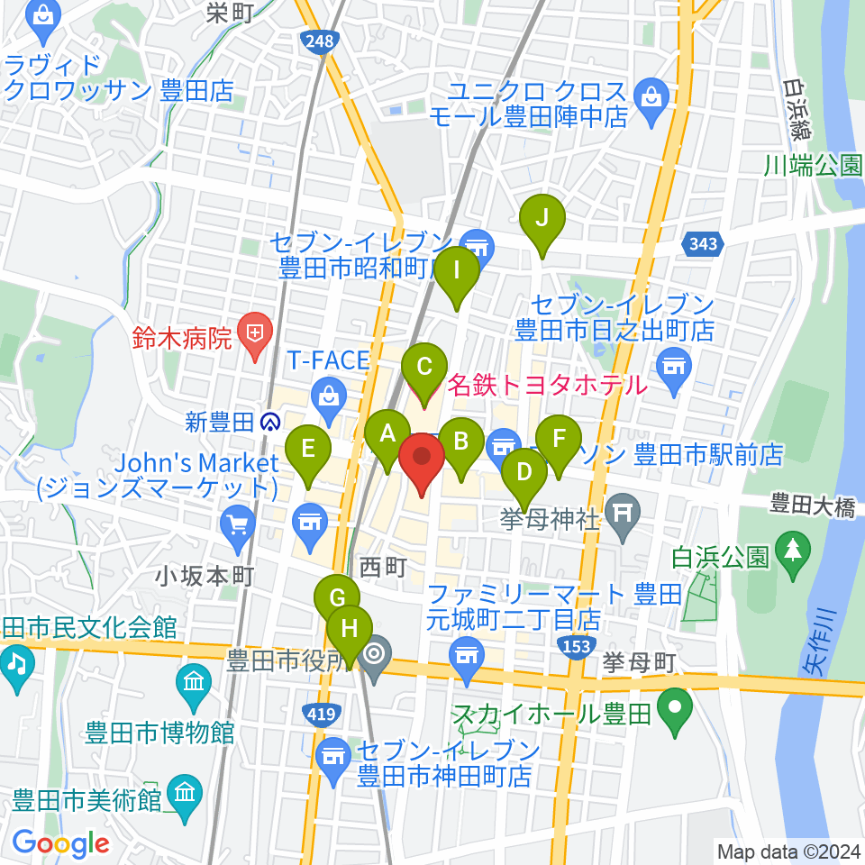 豊田市能楽堂周辺のホテル一覧地図