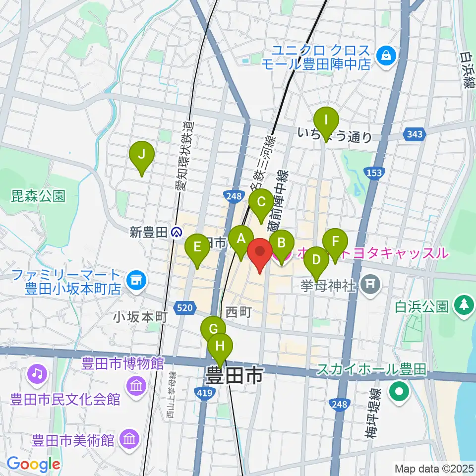 豊田市能楽堂周辺のホテル一覧地図