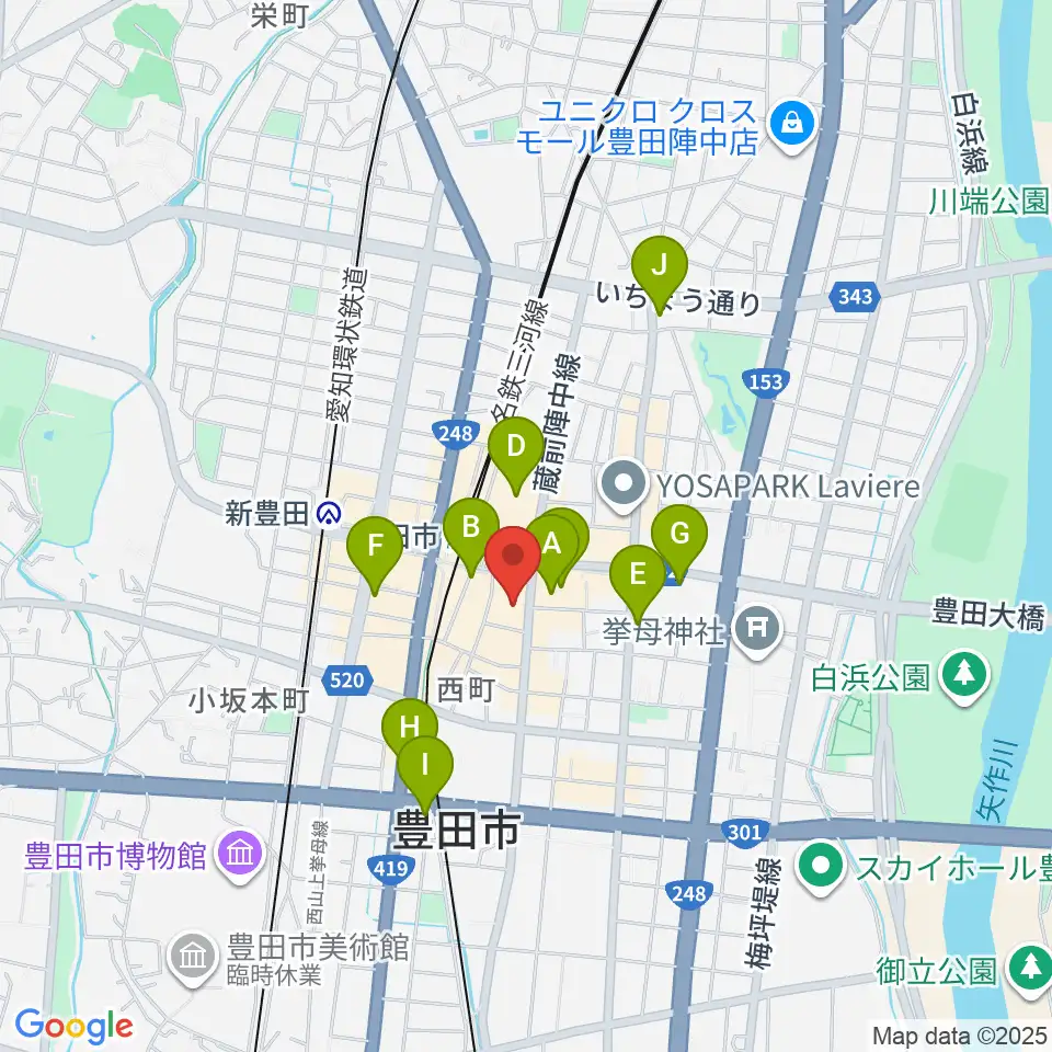 豊田市能楽堂周辺のホテル一覧地図