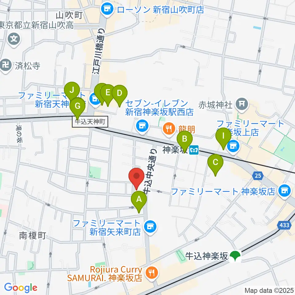 矢来能楽堂周辺のホテル一覧地図