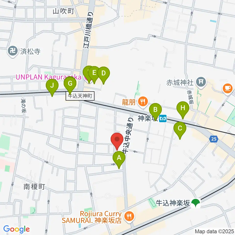 矢来能楽堂周辺のホテル一覧地図