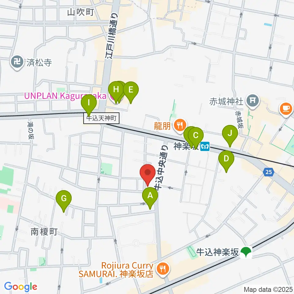 矢来能楽堂周辺のホテル一覧地図