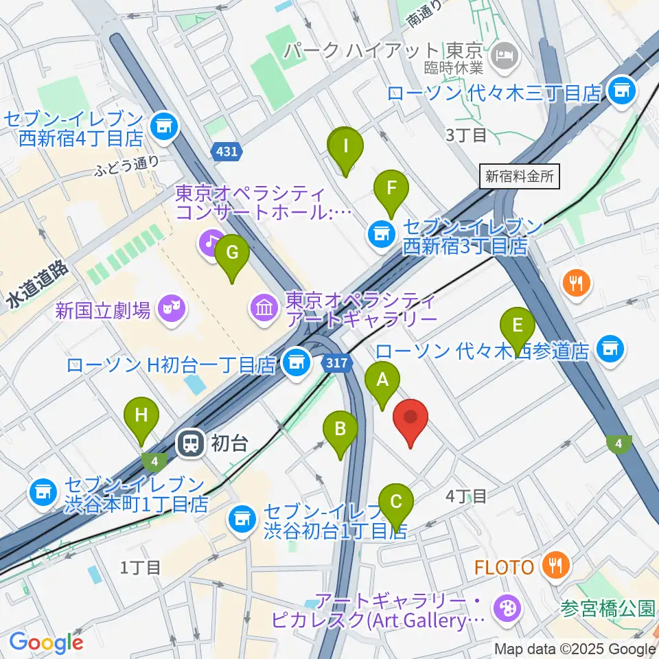 代々木能舞台周辺のホテル一覧地図