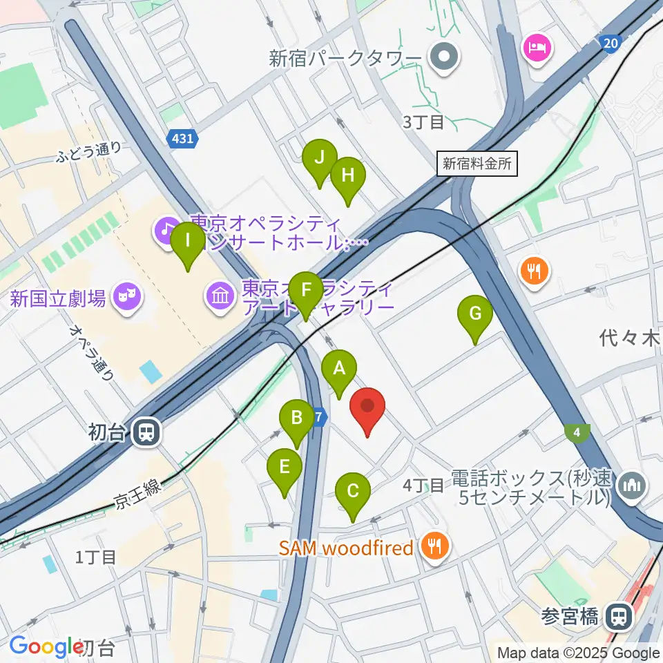 代々木能舞台周辺のホテル一覧地図