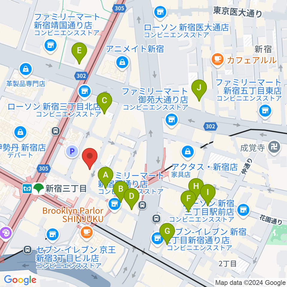 新宿末廣亭周辺のホテル一覧地図