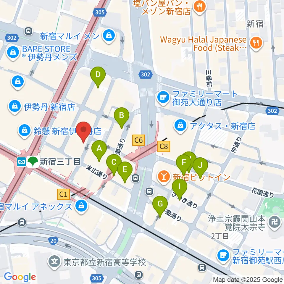 新宿末廣亭周辺のホテル一覧地図