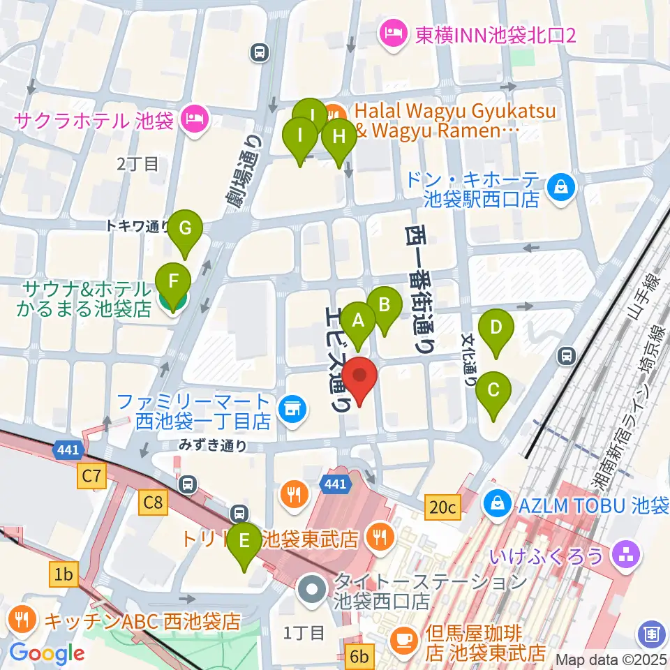 池袋演芸場周辺のホテル一覧地図