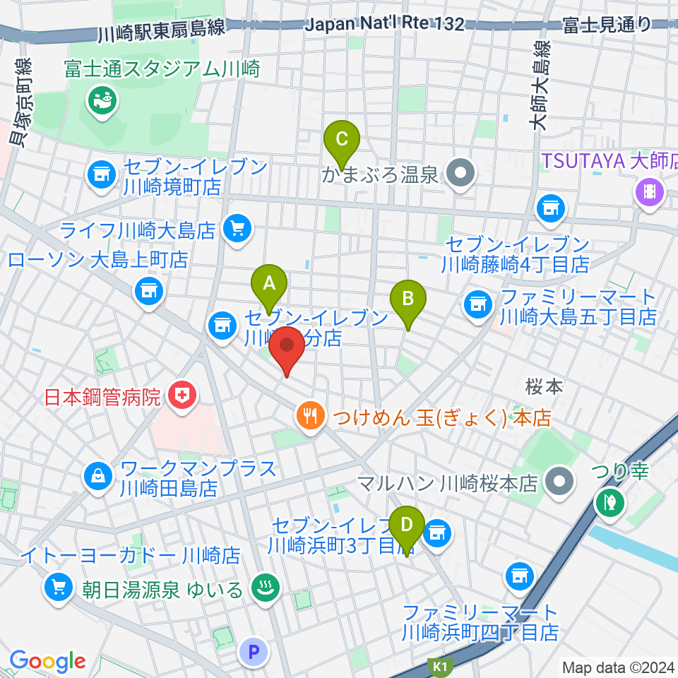 大島劇場周辺のホテル一覧地図