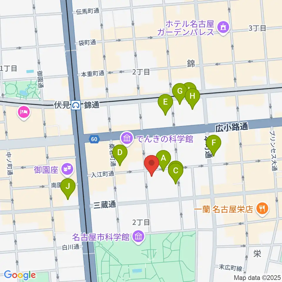 名古屋JAMMIN'周辺のホテル一覧地図