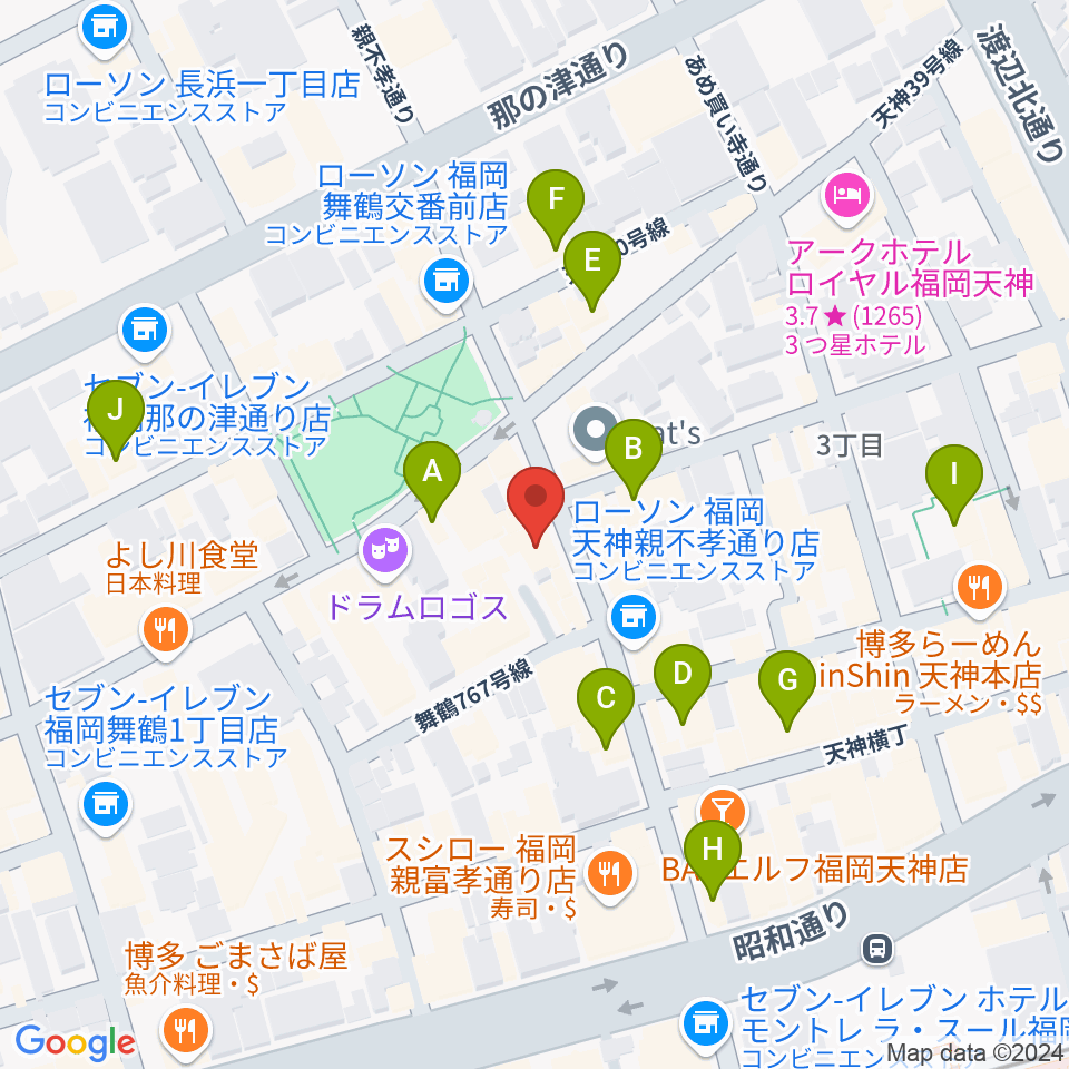 福岡天神graf（グラフ）周辺のホテル一覧地図