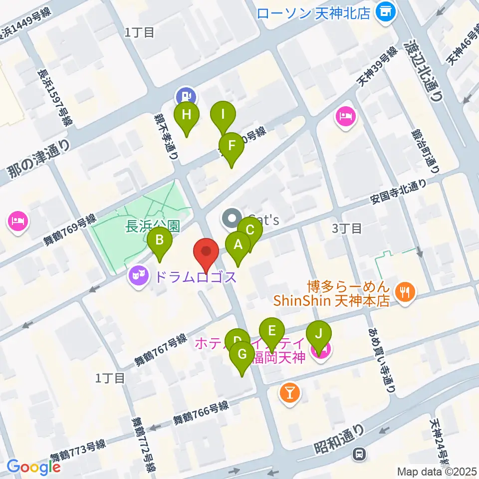 福岡天神graf(グラフ)周辺のホテル一覧地図