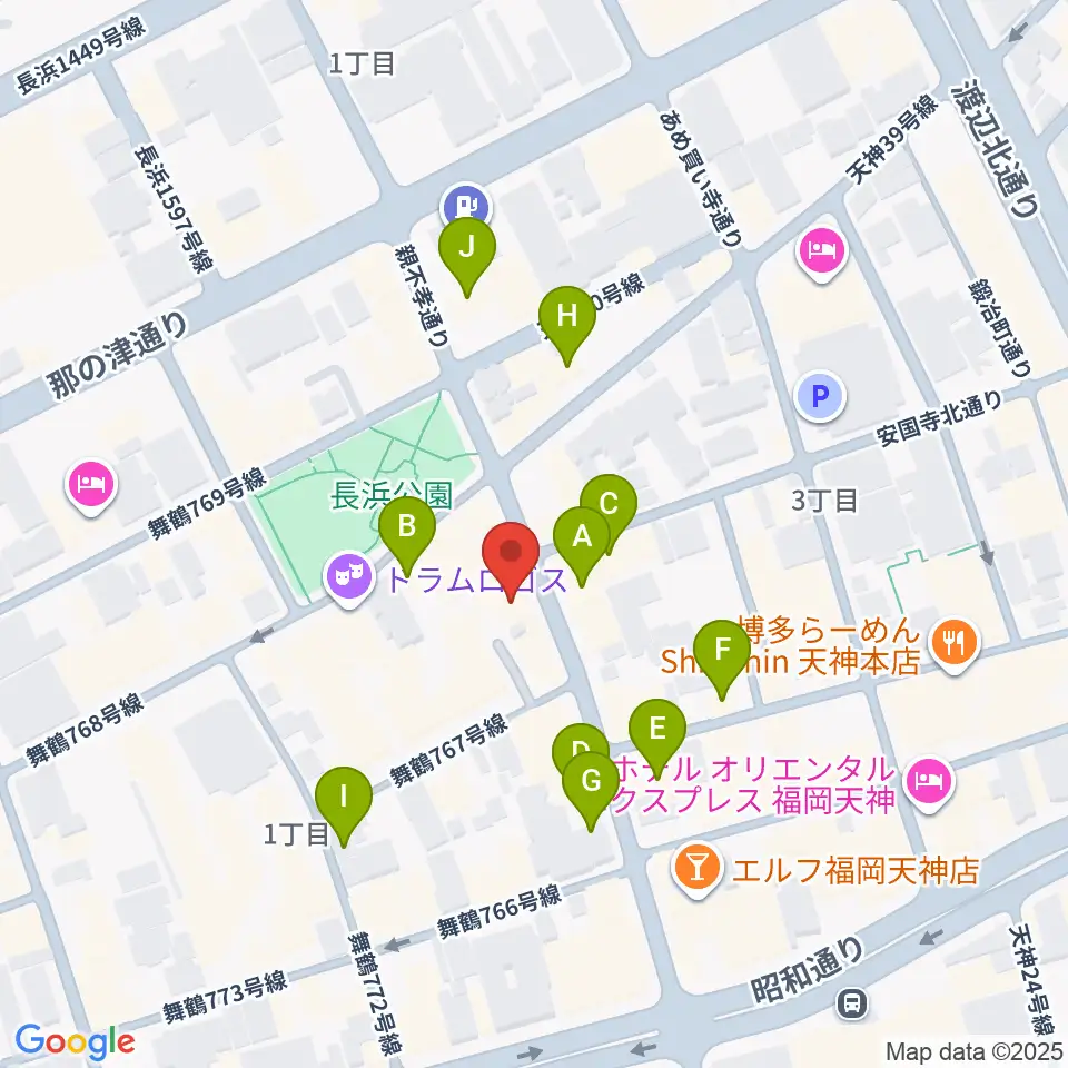 福岡天神graf（グラフ）周辺のホテル一覧地図