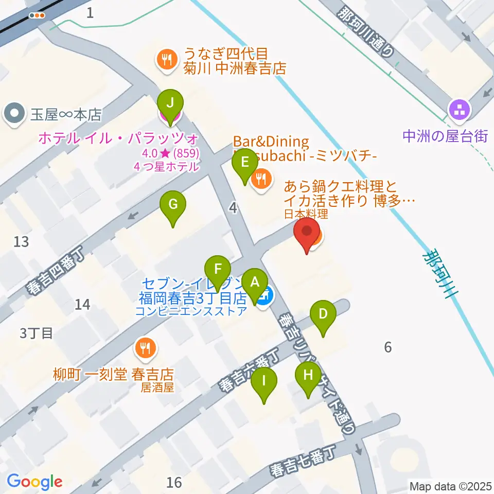 福岡インザ周辺のホテル一覧地図