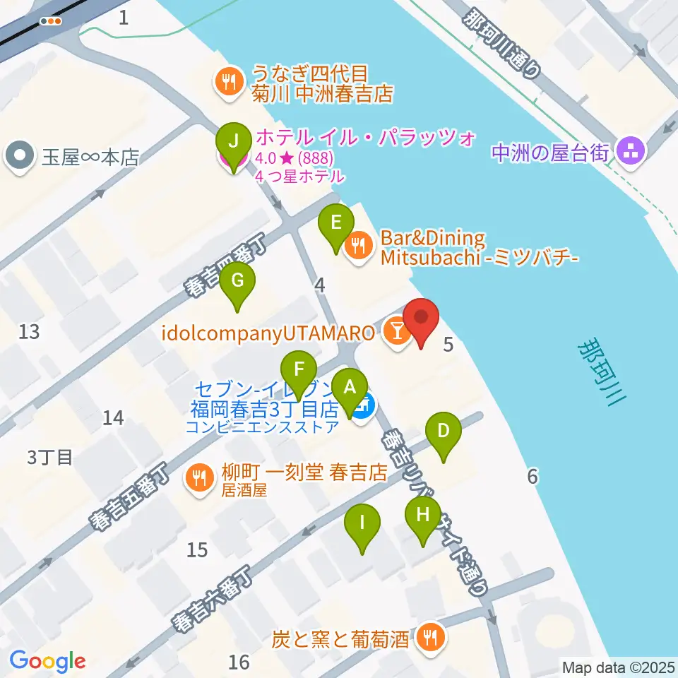 福岡インザ周辺のホテル一覧地図
