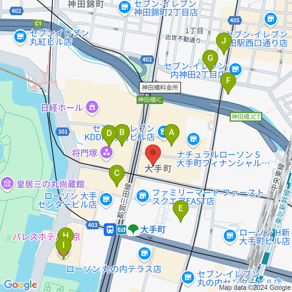 よみうり大手町ホール周辺のホテル一覧地図